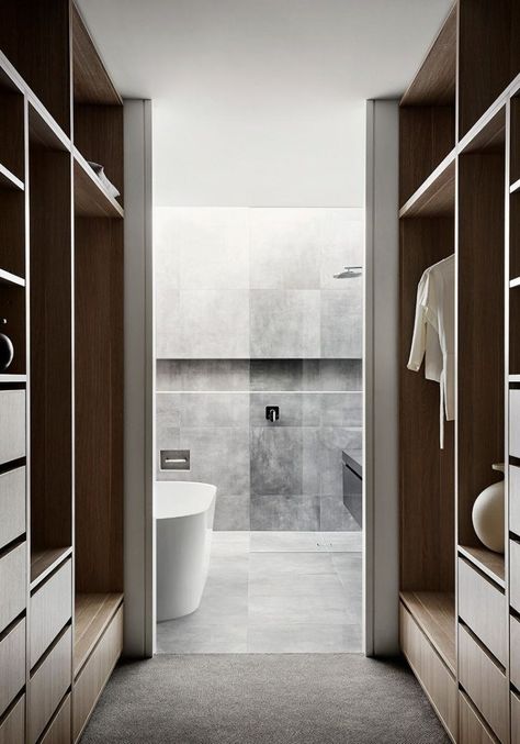 44 The Best Wardrobe Design Ideas that you Can Try - Matchness.com Closet To Bathroom, Bathroom Closet Designs, Design Closet, Walk Through Closet, Interior Design Minimalist, Walking Closet, Closet And Bathroom, Walk In Closet Design, Closet Layout