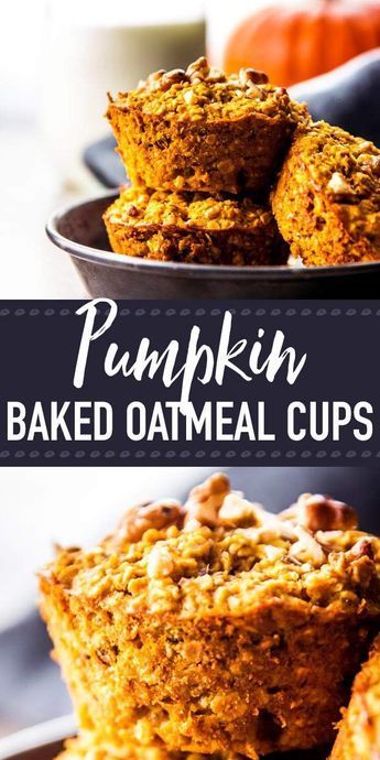 Pumpkin Baked Oatmeal, Baked Pumpkin Oatmeal, Baked Oatmeal Cups, Oatmeal Cups, Pumpkin Oatmeal, Healthy Ingredients, Nutritious Breakfast, Healthy Pumpkin, Recipes Breakfast