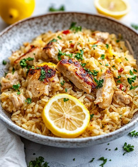 Easy Healthy Chicken And Rice Recipes, Garlic Chicken Rice Recipes, Chicken And Rice And Veggies, Lemon Pepper Chicken With Rice, Chicken And Rice Meals Easy, Chicken Rice And Veggie Recipes, Cozy Winter Meals Easy Recipes, Healthy Chicken Rice Recipes, 1 Pan Chicken And Rice