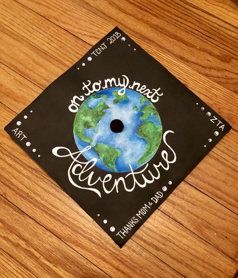 Onto My Next Adventure Grad Cap, On To My Next Adventure Grad Cap, Geography Graduation Cap, Travel Graduation Cap, Short Graduation Quotes, Flying Quotes, Winter Graduation, Congrats Graduate, Creative Graduation Caps