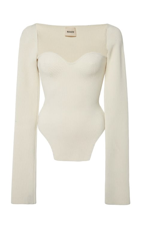 Dr Wardrobe, Ribbed Knit Top, Dr Closet, Clothing Pieces, Looks Chic, Bustiers, Dream Clothes, A White Background, Moda Operandi