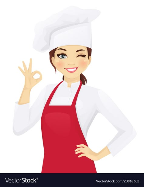 Chef woman gesturing ok Royalty Free Vector Image Chef Woman, Chef Images, Cartoon Chef, Chef Logo, Kitchen Logo, Cake Logo Design, Female Chef, Cake Logo, Soyut Sanat Tabloları