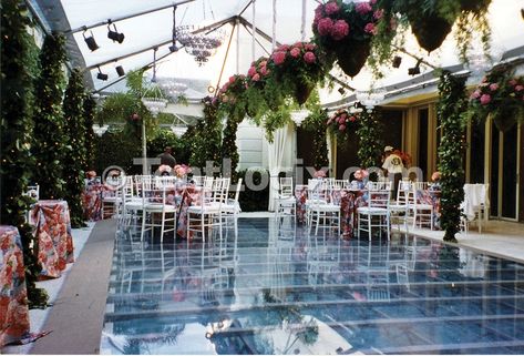 Clear Acrylic Pool Covers | Tentlogix Backyard Wedding Pool, Acrylic Pool, Pool Wedding Decorations, Outdoor Dance Floors, Pool Dance, Hidden Pool, Kidney Shaped Pool, Outdoor Tent Wedding, Cover Dance