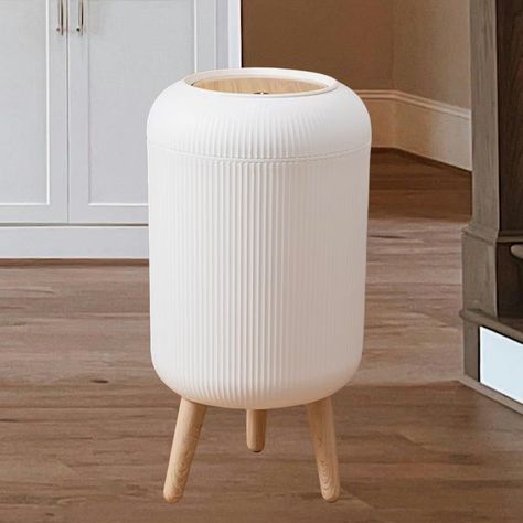 PRICES MAY VARY. Wood Grain Lid: The white bathroom trash can is designed with a special wood grain, using water transfer printing technology, making the wood grain look very realistic. White fresh appearance with wood grain lid, is the perfect decoration for your home! Prevent Odors And Pets: Garbage can with lid effectively reduce odor emission and take care of your home health. The removable liner design can place and hide the garbage bag, which is easy to replace the garbage. Modern & Stylis Bathroom Garbage Can Ideas, Nursery Trash Can, Aesthetic Garbage Can, Cute Bathroom Trash Can, Farmhouse Bathroom Garbage Can, Chic Trash Can, Cute Trash Can, Bathroom Trash Cans, Dog Proof Trash Can