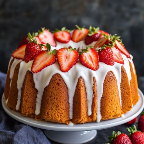 Strawberry Pound Cake is the ultimate dessert for fruit and cake lovers alike. This recipe combines the rich, buttery flavor of traditional pound cake with the fresh, juicy taste of strawberries. Whether you serve it as a teatime treat, a party centerpiece, or an after-dinner dessert, this cake is sure to impress with its beautiful texture and flavor.     Equipment: Mixing bowls Electric mixer Spatula 9x5-inch loaf pan or bundt pan Parchment paper (optional) Cooling rack Ingredients: For the ... Fresh Fruit Recipes, Pound Cake With Strawberries, Bundt Cakes Recipes, Pound Cakes, Bundt Cakes, Yummy Sweets, Fruit Recipes, Bundt Cake, Pound Cake