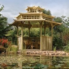 Rowlinson Oriental Pergoda Jaguar Jungle, Pagoda Garden, Wooden Patios, Wooden Gazebo, Modern Garden Design, Garden Gazebo, Patio Gazebo, Forest Garden, Garden Buildings