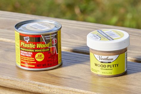 Wood Putty vs. Wood Filler: What's the Difference? Wood Putty Vs Wood Filler, Wood Grain Filler, Repair Wood Furniture, Minwax Wood Stain, Grain Filler, Wood Fillers, Unfinished Furniture, Wood Putty, Type Of Wood