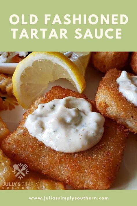 Homemade tartar sauce recipe with capers and dill is the classic condiment for seafood. This tangy sauce is better homemade. Delicious for fish Friday or use it as a sandwich spread #tartersauce #Lent #FishFriday #EasyRecipe #seafood #southernfood #southernrecipe #juliassimplysouthern Southern Crab Cakes, Best Tartar Sauce Recipe, Recipe For Tartar Sauce, Remoulade Sauce Recipe, Tartar Sauce Recipe, Crab Cakes Recipe, Capers Recipe, Cream Cheese Appetizer, Salmon Patties Recipe