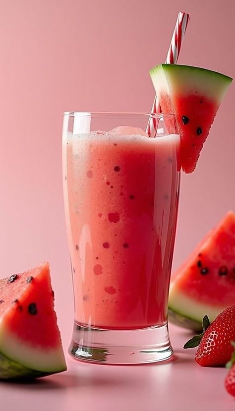 Watermelon Smoothie Recipe, Watermelon Smoothie Recipes, Ripe Watermelon, Watermelon Smoothie, Juicy Watermelon, Busy Morning, Nutritious Snacks, Smoothie Recipe, Beat The Heat