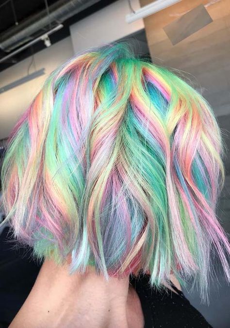 Awesome Rainbow Hair Colors for Short Hair in 2018 Rainbow Hair Color Short, Hair Color Short Hair, Hidden Rainbow Hair, Pastel Rainbow Hair, Hidden Hair Color, Epic Hair, Hair Rainbow, Brand Aesthetic, Rainbow Hair Color