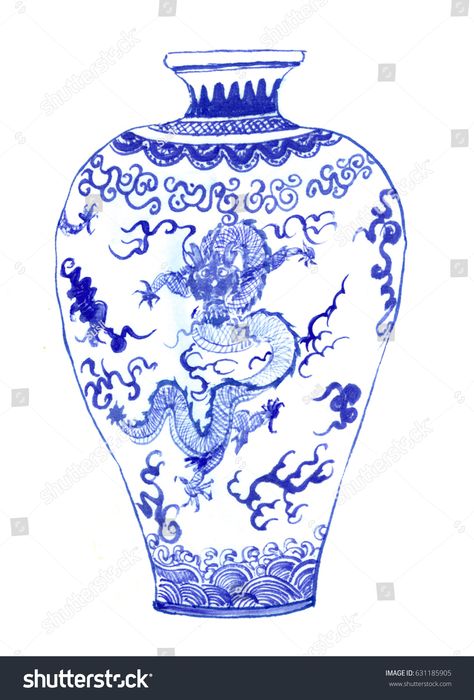 Chinese Vase Tattoo, Flower Rib Tattoo, Vase Drawing, Vase Tattoo, Flower Tattoo On Ribs, China Vase, Porcelain Tray, Chinese Vase, Small Hand Tattoos