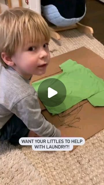 Kids Folding Clothes, How To Fold Clothes With Cardboard, Folding Clothes Cardboard, Cardboard Folding Board, How To Fold Kids Clothes, Cloth Folding Hacks, Clothes Activities For Kids, Holly Hillyer, Shirt Folding Trick