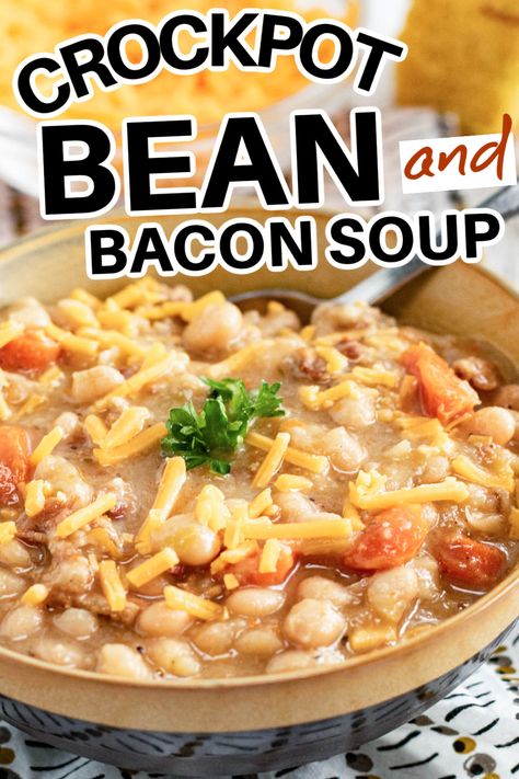 Cook Bacon In Oven, Best Steak Rub, Bacon Carrots, Bean Soup Crockpot, Bacon In Oven, Beans Recipe Crockpot, Dry Beans Recipe, Bacon Soup Recipes, Bean And Bacon Soup