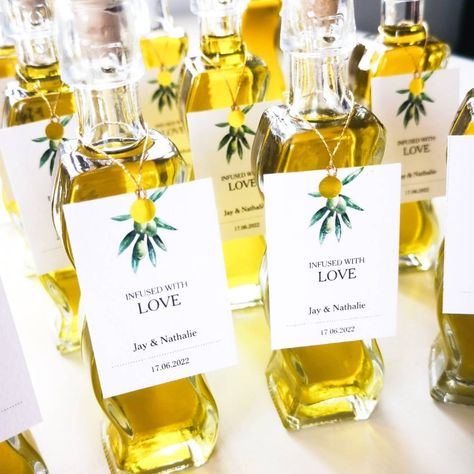 Oil Wedding Favors, Olive Oil Wedding Favors, Olive Oil Favors, Succulent Party Favors, Champagne Favors, 20th Birthday Party, Party Favors For Adults, Lemon Olive Oil, Mini Champagne