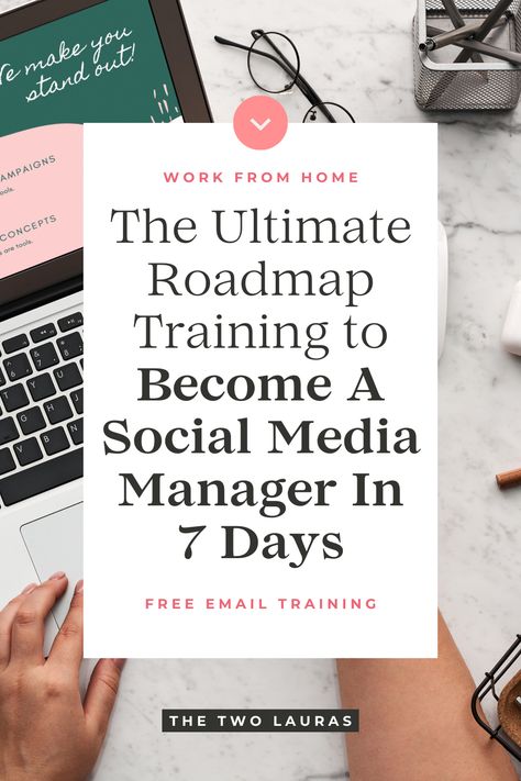 The ultimate roadmap to become a social media manager in 7 days. Free email training to help you work from home. Social Media Marketing Packages, Content For Social Media Manager, How To Be A Social Media Manager, Social Media Manager Workflow, Social Media Manager Checklist, Best Social Media Management Tools, Social Media Management Business, Freelance Social Media, Social Media Management Services