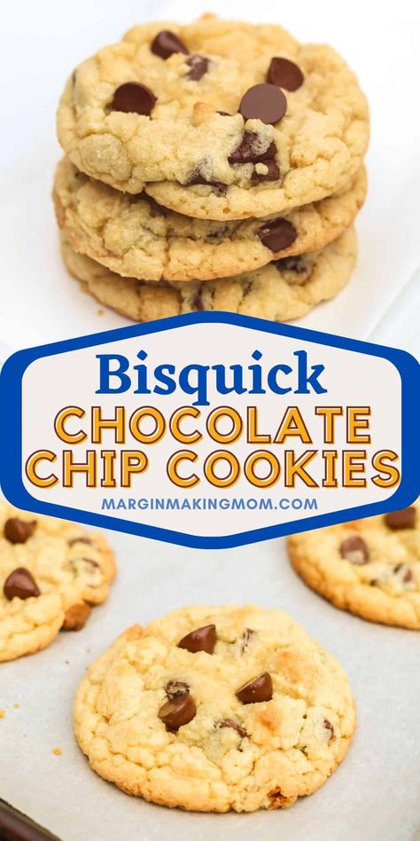 These are the best chocolate chip cookies made with Bisquick! Not only are they super easy to make, but they taste delicious. My family couldn't tell the difference between these and my classic cookies! They were soft and chewy, with plenty of chocolate chips throughout. Bisquick Cookies, Bisquick Mix Recipe, Bisquick Chocolate Chip Cookies, Chocolate Chip Bread, Bisquick Recipes, Chocolate Chip Cookies Recipe, Chewy Chocolate Chip Cookies, Chocolate Chip Recipes, Best Chocolate Chip Cookie