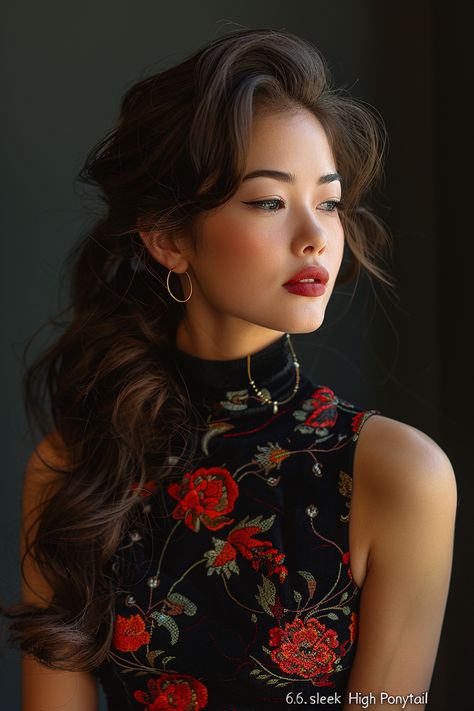 40 Must-Try Asian Hairstyles That Elevate Your Look Asian Hair Updo, Asian Hair Inspiration, Asian Wedding Hair, Curled Wedding Hair, Asian Long Hair, Asian Bridal Hair, Asian Hairstyles, Hollywood Curls, Facial Structure