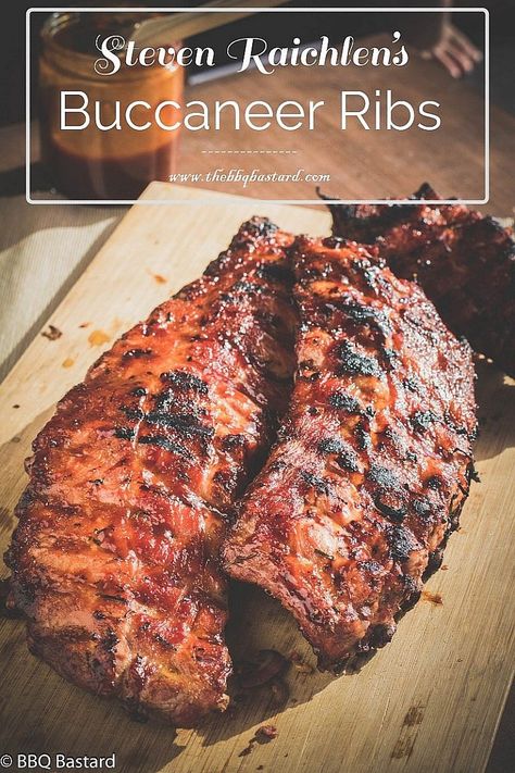 Buccaneer Ribs by Steven Raichlen - BBQ Bastard Steven Raichlen, Barbecue Ribs, Bbq Ribs, Rib Recipes, Pork Ribs, Bbq Recipes, Bbq Sauce, Grilling Recipes, Pork Recipes