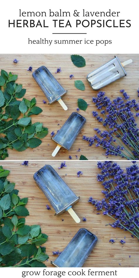 Herbal Recipes Food, Herbal Ice Cream, Herbal Desserts, Herbal Popsicles, Healthy Summer Food, Herbalism Recipes, Herbal Tea Recipes, Tea Popsicles, Ice Ideas