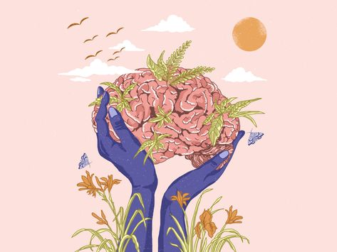 Be Kind To Your Mind by Tanaya Sharma on Dribbble Psychology Wallpaper Desktop, Psychology Wallpaper, Art Psychology, Be Kind To Your Mind, Brain Art, Be Kind To Yourself, الرسومات اللطيفة, Design Digital, Be Kind