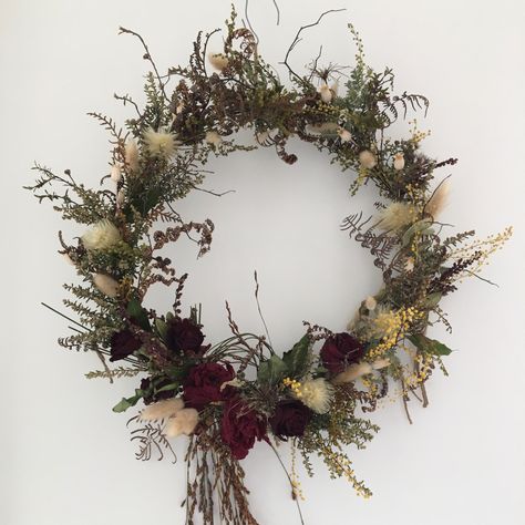 Designer Dried Flower Wreath Foraged Wreath, Designer Wreaths, Scottish Flowers, Dried Flower Wreath, Wildflower Paintings, Dried Flower Wreaths, Dried Flower, Flower Wreath, Floral Designs