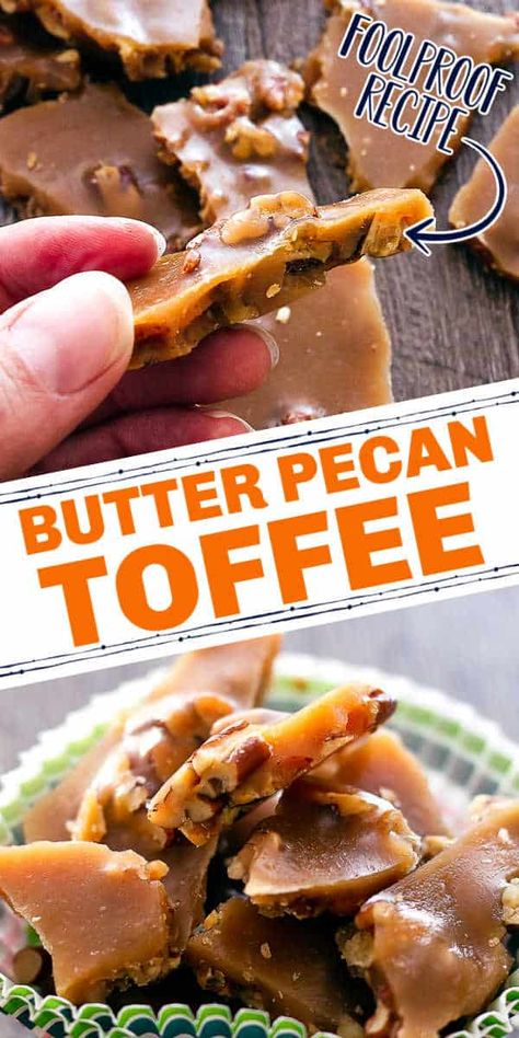 Pecan Toffee Recipe, Pecan Toffee, Butter Rum, Homemade Toffee, Easy Candy Recipes, Make Butter, Toffee Candy, Toffee Recipe, Rum Balls