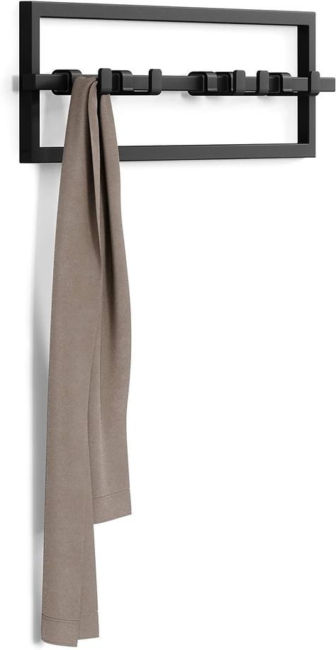 Amazon.com: Umbra Cubiko Wall Mounted Modern, Sleek, Space-Saving Hanger with Retractable Hooks to Hang Coats, Scarves, Purses and More, 5, Black : Home & Kitchen Wall Coat Rack, Space Saving Hangers, Decorative Wall Hooks, Clean Space, Coat Rack Wall, Decorative Hooks, Coat Hooks, Household Supplies, Decorative Wall