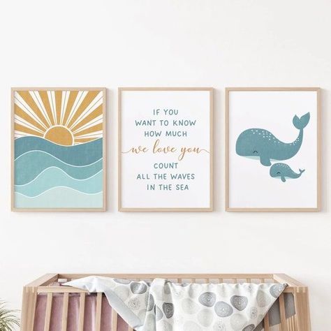 Set of 3 Nautical Decor Whale Nursery Wall Art Prints AboveEtsy Sea Life Nursery, Pink Nautical, Ocean Themed Nursery, Turtle Baby, Whale Nursery, Beach Nursery, Sea Nursery, Baby Girls Room, Ocean Nursery