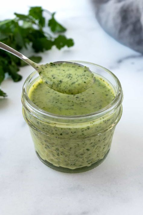 Yogurt Cilantro Lime Dressing - Fresh Apron Lime Cilantro Dressing, Bowl Dressing, Creamy Cilantro Dressing, Cashew Yogurt, Cilantro Lime Vinaigrette, Drying Cilantro, Garlic Juice, Sweet Potato Tacos, Cilantro Dressing