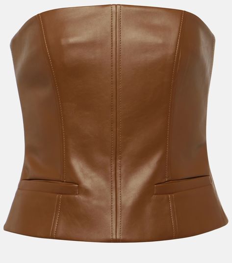 Bustier top in brown - Aya Muse | Mytheresa Aya Muse, Leather Waistcoat, Faux Leather Top, Bustier Top, Dressy Tops, Bandeau Top, Ballet Flat Shoes, Brown Beige, Denim Top