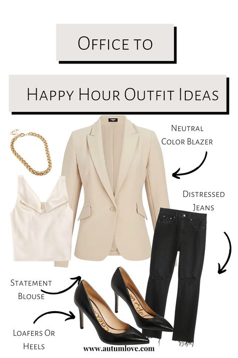 From Office to Happy Hour: Effortless Outfit Ideas for After-Work Activities — Autum Love From Work To Night Out Outfit, Office To Drinks Outfit, Work To Evening Outfit Ideas, Office To Happy Hour Outfit, Work To Evening Outfit, Happy Hour Work Outfit, Day To Night Work Outfit, Afterwork Drinks Outfit, Drinks After Work Outfit