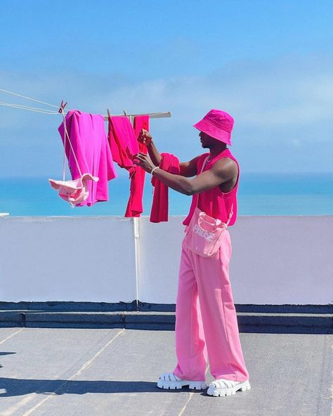 Pink Rave Outfit, Barbiecore Outfit, Outfit Rosa, Rave Outfits Men, Hot Pink Outfit, Party Outfit Men, Pink Streetwear, Aesthetic Outfits Men, Pink Clothes