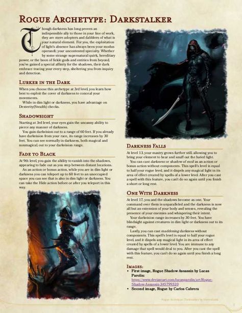 Rogue Archetype: Darkstalker (1st Draft) - Imgur Dnd Rogue Homebrew, Homebrew Rogue 5e, Dnd Rogue Archetype, Dnd Assassin Stats, Dnd Homebrew Classes 5e Rogue, Homebrew Rogue Subclasses, 5e Rogue Archetype, Dnd Rogue Subclasses Homebrew, Dnd 5e Homebrew Subclasses Rogue