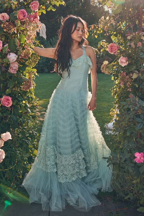 Dresses - Designer Casual Dresses, Maxi & Midi Dresses | LoveShackFancy.com Floor Length Gown, Layered Skirt, Scalloped Lace, Tulle Lace, Lace Gown, Backyard Wedding, Tulle Dress, Spring Dresses, Dress Codes