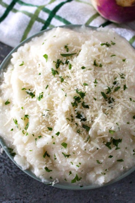 Parmesan Garlic Mashed Turnips Mashed Turnips, Turnips, Garlic Mashed, Vegetable Side, Vegetable Peeler, Vegetable Side Dishes, Veggie Recipes, Parmesan, Side Dishes