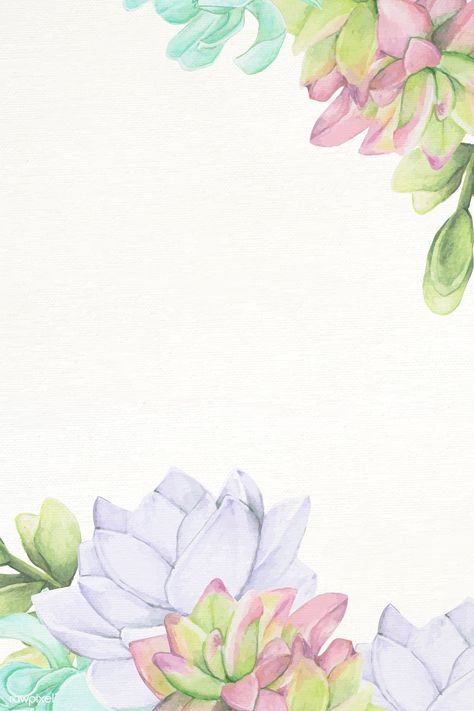 Hand drawn succulent themed background vector | premium image by rawpixel.com / Kappy Kappy Succulents Background Wallpapers, Succulent Border Art, Succulent Background, Succulent Wallpaper, Flower Bouquet Watercolor, Succulents Wallpaper, Succulent Watercolor, Botanical Background, Succulent Frame