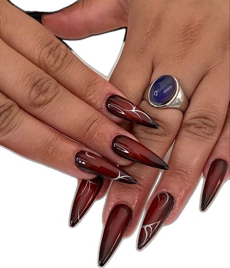 Black Ombre Acrylic Nails, Red Black Ombre, Acrylic Nails Chrome, Almond Nails Red, Nails Gothic, Nails Goth, Nails With Design, Ombre Acrylic, Press On Nails Long