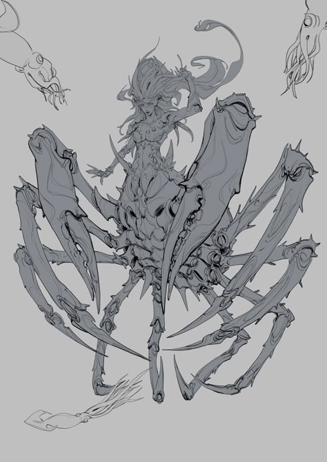 ArtStation - Unsettling Depths: Decorator Crab girl, Kevin Glint Sea Monster Reference, Monster Poses, Demon Sketch, Aquatic Character Design, Crab People Fantasy Art, Crab Concept Art, Crab Animation, Decorator Crab, Alien Crab Concept Art