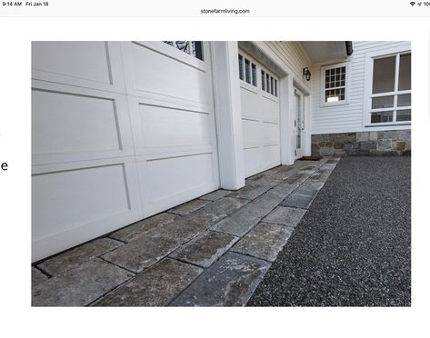 stone driveway with plank apron Garage Apron Ideas, Sloped Driveway, Garage Apron, House Driveway, Driveway Apron, Cobblestone Driveway, Modern Pool House, Motor Court, Brugge Belgium