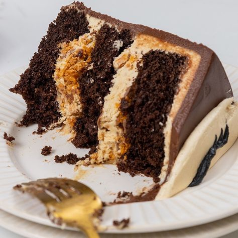 Chocolate Butterfinger Cake, Butterfinger Cake Recipe, Butterfinger Recipes, Butterfinger Cake, Double Chocolate Cake, Layer Cake Recipes, Eat Pretty, Baking Cakes, Cake Mix Recipes