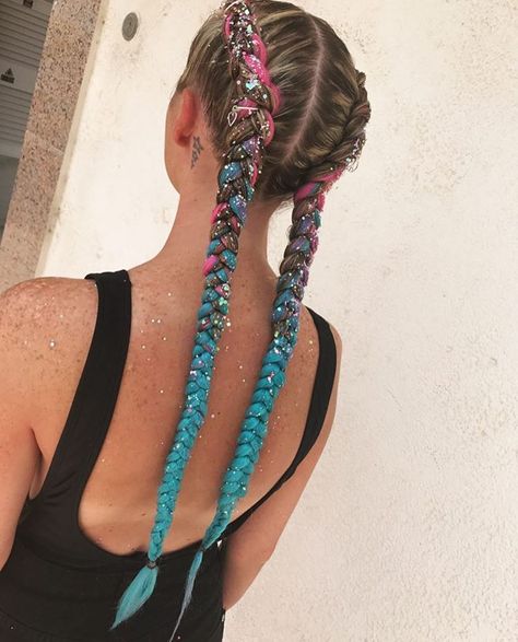 Music Festival Braids, Festival Hair Plaits, Braid Festival Hair, Rave Braids Festival Hair, Unicorn Braids, Festival Hair Ideas, Easy Festival Hair, Festival Hair Braids, Rave Braids