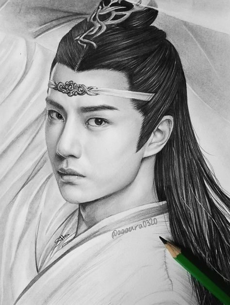 Disney Characters Poster, Untamed Fanart, Chinese Drawings, Top Paintings, Pencil Sketch Images, Adult Coloring Designs, Celebrity Drawings, Charcoal Art, Kpop Drawings