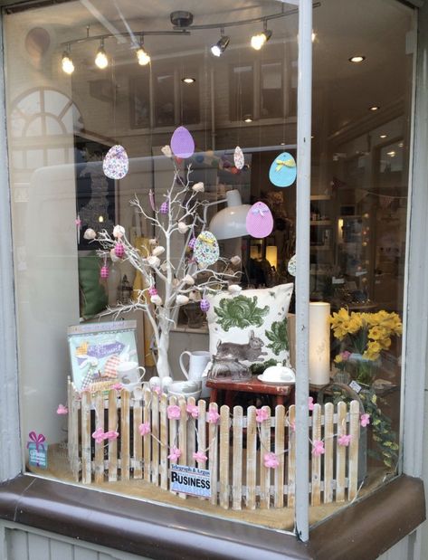 Easter Retail Window Displays, Easter Display Retail, Easter Shop Window Displays, Spring Retail Window Displays, Easter Store Window Display, Spring Window Display Ideas, Retail Window Display Ideas, Easter Window Display, Boutique Window Displays