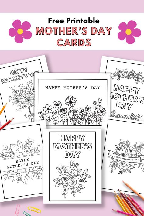 Mothers Day Cards Printable, Free Mothers Day Cards, Mothers Day Coloring Cards, Mothers Day Card Template, Craft Preschool, Easy Mother's Day Crafts, Mother's Day Printables, Diy Mother's Day, Mother's Day Craft