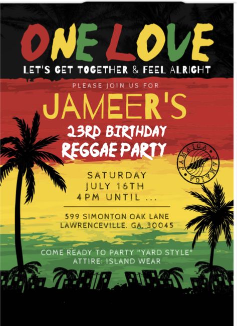 Rasta Party Invitation, Rasta Birthday Party, Rasta Party Ideas, Rasta Party Decorations, Reggae Party Ideas, Jamaican Theme Party Ideas, Jamaica Decor, Reggae Wedding, Rasta Birthday