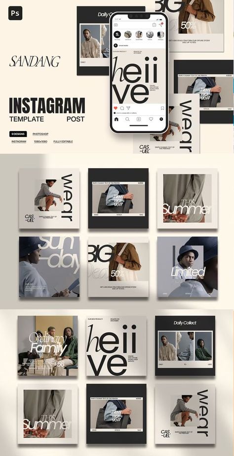 Fashion Instagram Template Design, Layout Design Instagram Grid Post, Ig Design Post, Layout Design Instagram Posts, Insta Fashion Post Ideas, Fashion Instagram Post Design, Fashion Instagram Template, Instagram 3 Post Layout, Instagram Shop Layout