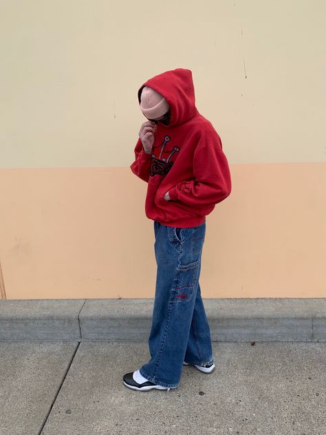 Red Hoodie Outfit Men, Baggy Hoodie Outfit, Filipino Outfits, Hoodie Outfit Men Streetwear, Baggy Outfits Men, Red Hoodie Outfit, Blue Hoodie Outfit, Grunge Shoes, Hoodie Outfit Men