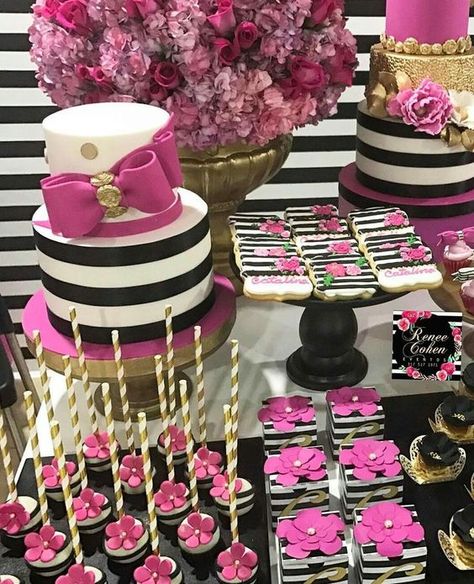 Kate Spade Bridal Shower Ideas Kate Spade Party Theme, Kate Spade Inspired Party, Kate Spade Baby Shower, Kate Spade Party, Kate Spade Bridal Shower, Kate Spade Bridal, Kate Spade Inspired, Cakes And Cupcakes, 60th Birthday Party