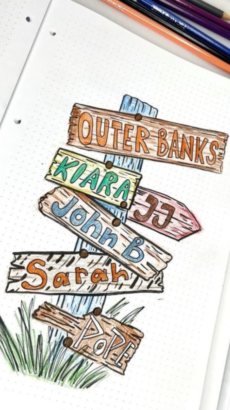 Outer Bank Drawing, Outerbanks Crafts, Outer Banks Diy Crafts, Outer Banks Journal Ideas, Drawing Ideas Outer Banks, Outer Banks Decoration, Easy Outer Banks Drawings, Outerbanks Drawing Ideas, Outer Banks Perler Beads