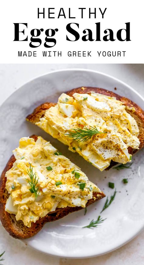 Light Egg Salad, Egg Salad With Yogurt, Egg Salad Pita, Low Sodium Egg Salad, Macro Friendly Egg Salad, Low Calorie Egg Salad, Egg Salad Meal Prep, Healthy Egg Dishes, Egg Salad Breakfast